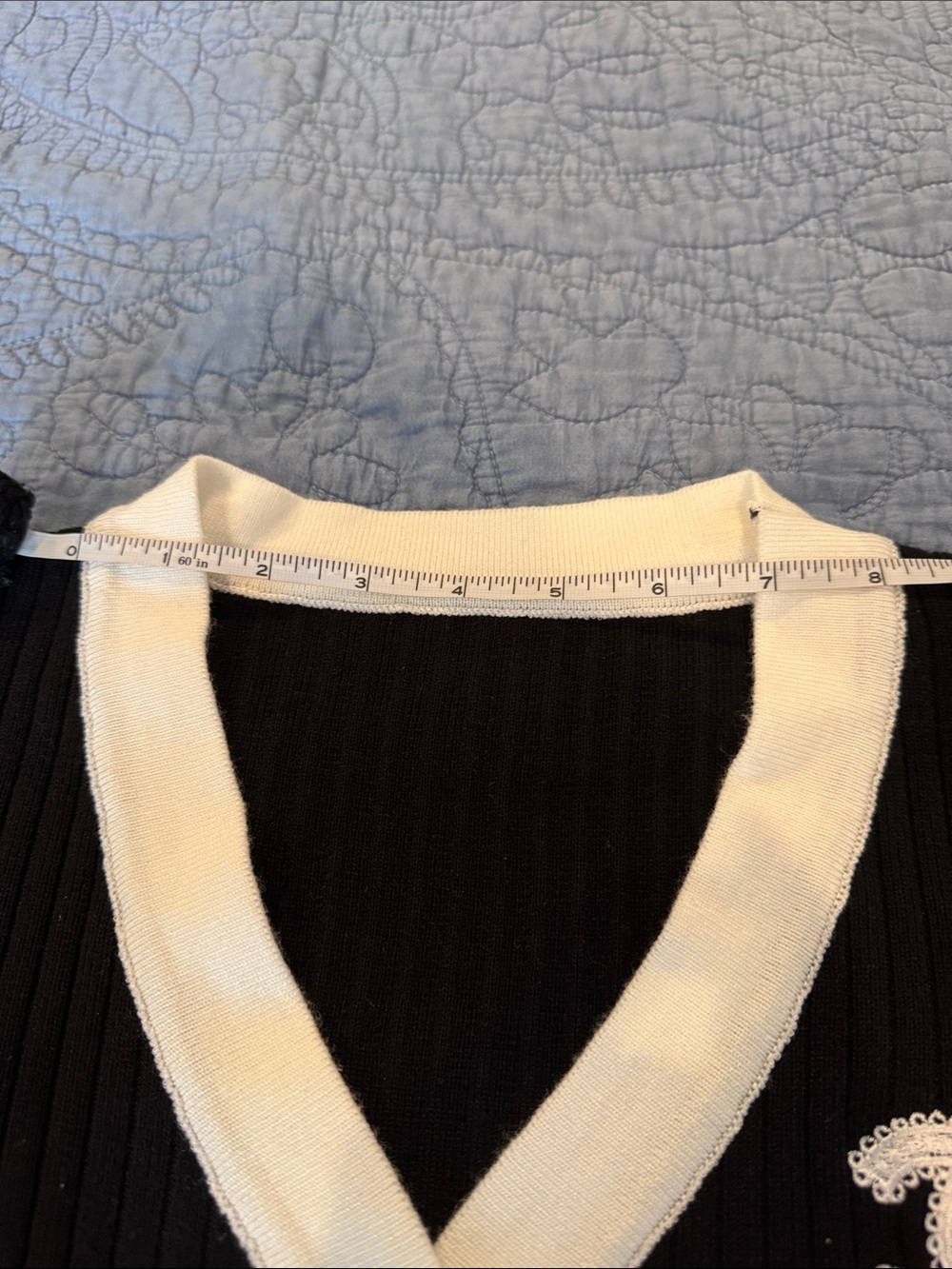 Classic Black and White CC Button Down Sweater - Picture 9 of 17